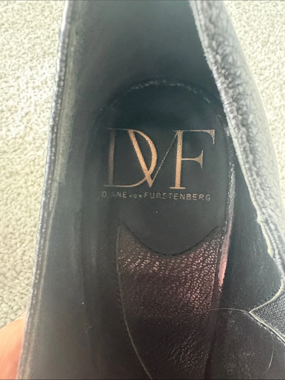 Diane Von Furstenberg Black Textured Peep-Toe High Heels